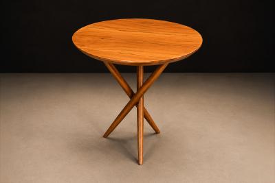 Sculptural Three Legged Side Table in Ivory Wood Brazilian Modern