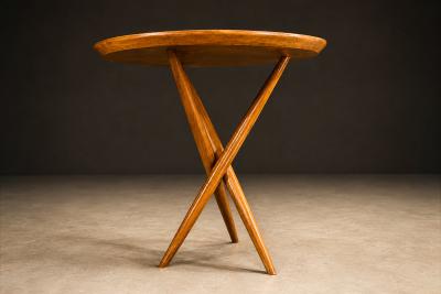 Sculptural Three Legged Side Table in Ivory Wood Brazilian Modern
