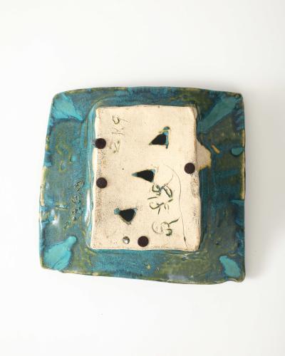 Sculptural Turquoise Green Glazed Ceramic Bowl United States c 1990