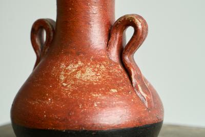 Sculptural Vase in Red and Black Pottery Early 20th Century