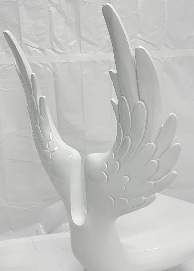 Sculptural Winged Chair in White Lacquered Wood Signed by Artist One of a Ki
