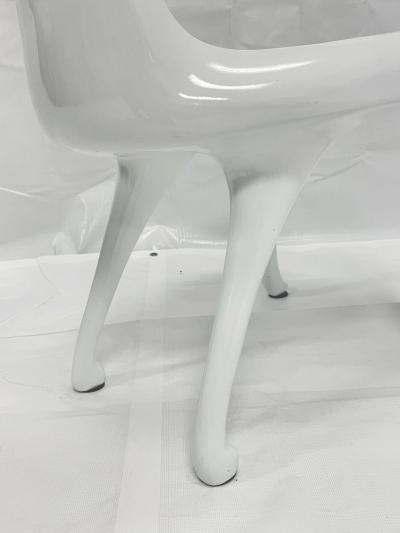 Sculptural Winged Chair in White Lacquered Wood Signed by Artist One of a Ki