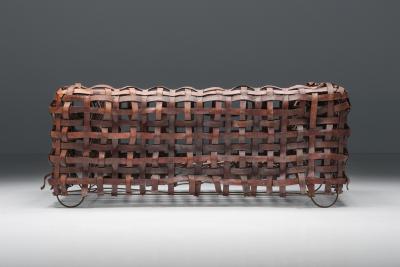 Sculptural Woven Leather Sofa 1950s