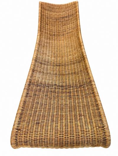 Sculptural Woven Rattan Chaise Lounge Italy 1960