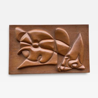 Sculptural decorative wood panel by A Guignard