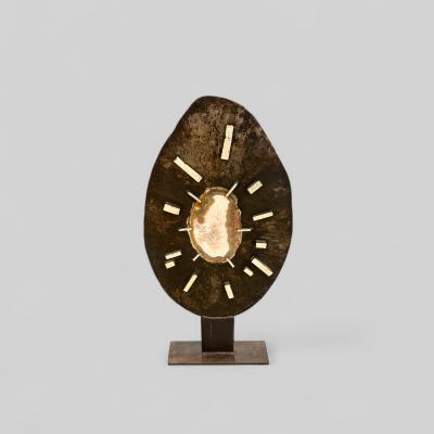 Sculpture in wrought iron and Agate lighting circas 70