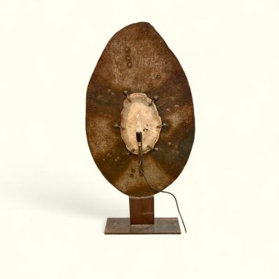 Sculpture in wrought iron and Agate lighting circas 70