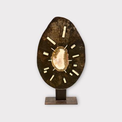 Sculpture in wrought iron and Agate lighting circas 70