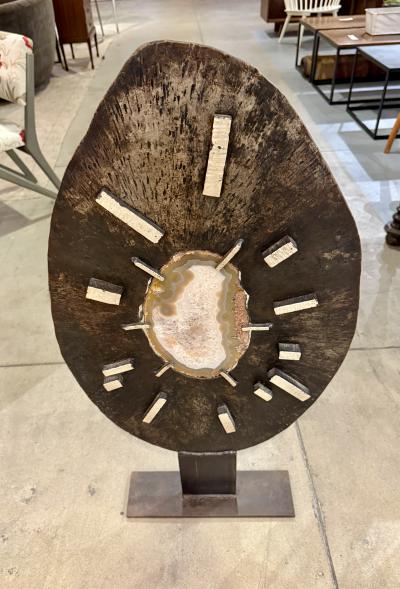 Sculpture in wrought iron and Agate lighting circas 70