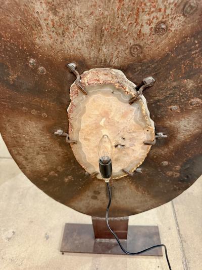 Sculpture in wrought iron and Agate lighting circas 70