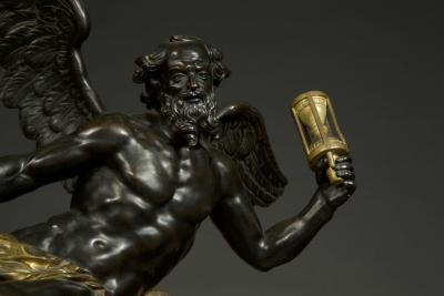 Sculpture of Cronus resting on a breccia marble pedestal