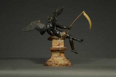 Sculpture of Cronus resting on a breccia marble pedestal