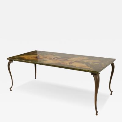 Scuola Florentine Marble Brass Trompe lOeil Cocktail Table