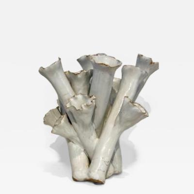 Sea Flowers white glazed Ceramic Vase 1990s