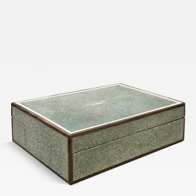 Sea Green Shagreen Macassar Ebony Box with Bone Inlay