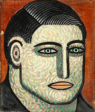 Sean Earley Sean Earley Someone Oil on Cabinet Door Portrait Painting Signed