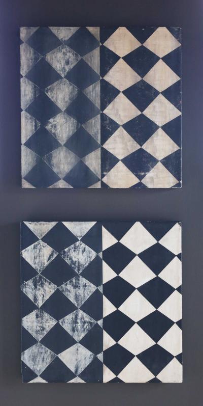 Sean Scherer Pair of Sean Scherer Oil and Wax Paintings on Canvas 1991