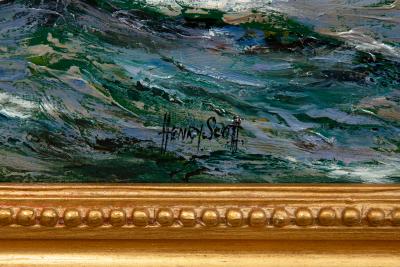 Seascape Painting of American Clipper Ship Red Cloud by Henry Scott