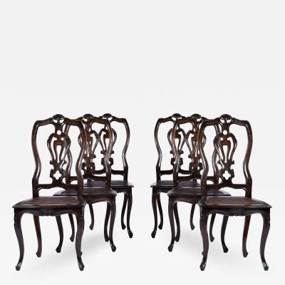 Seat Six 6 Dining Chairs Portuguese Spanish Colonial Style 19th 20th Century