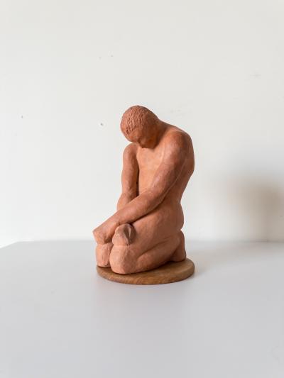 Seated Male Nude Terracotta 1950