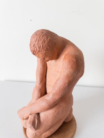 Seated Male Nude Terracotta 1950