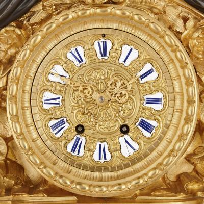 Second Empire period patinated and gilt bronze three piece clock set