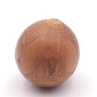 Seed Pod Etched with a Poem and Design 19th century