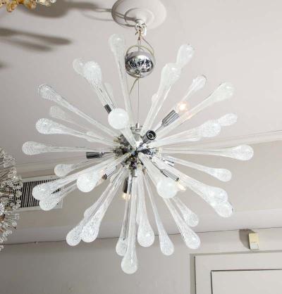 Seedy Clear Bubble Teardrop Murano Glass Sputnik Chandelier