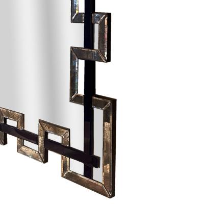 Segmented Mirror and Navy Murano Glass Lattice Frame Mirror