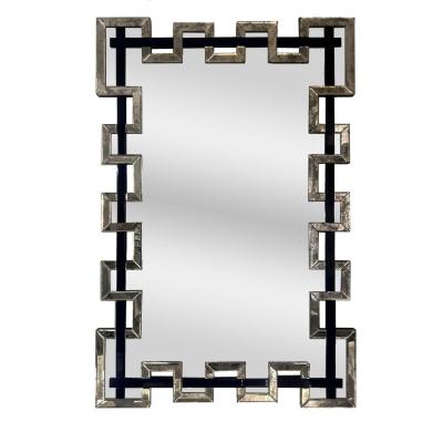 Segmented Mirror and Navy Murano Glass Lattice Frame Mirror