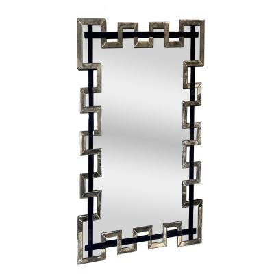 Segmented Mirror and Navy Murano Glass Lattice Frame Mirror