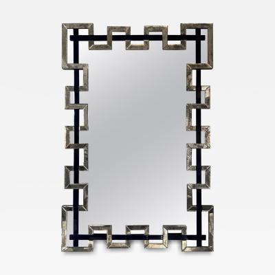 Segmented Mirror and Navy Murano Glass Lattice Frame Mirror