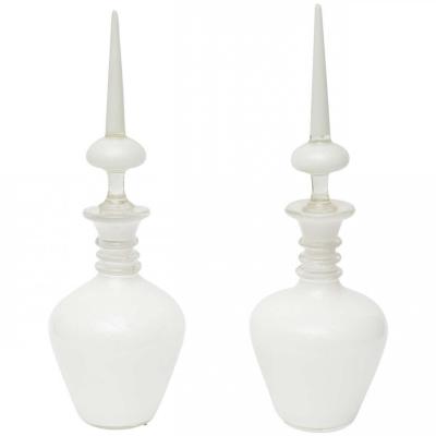 Seguso Vetri d Arte Fine Pair Italian Glass Decanters Seguso Murano