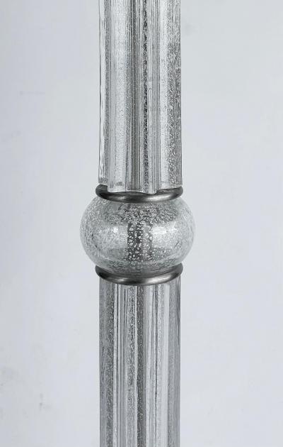 Seguso Vetri d Arte Italian Seguso Silver infused Blown Murano Glass Floor Lamp with Fabric Shade