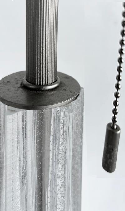 Seguso Vetri d Arte Italian Seguso Silver infused Blown Murano Glass Floor Lamp with Fabric Shade