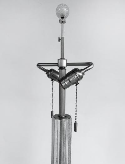 Seguso Vetri d Arte Italian Seguso Silver infused Blown Murano Glass Floor Lamp with Fabric Shade