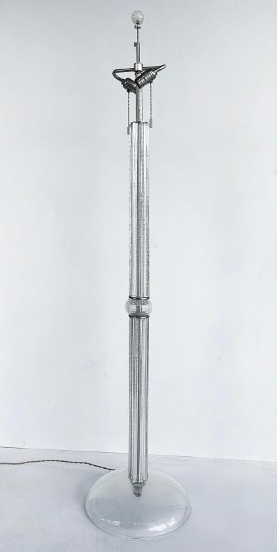 Seguso Vetri d Arte Italian Seguso Silver infused Blown Murano Glass Floor Lamp with Fabric Shade