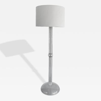 Seguso Vetri d Arte Italian Seguso Silver infused Blown Murano Glass Floor Lamp with Fabric Shade
