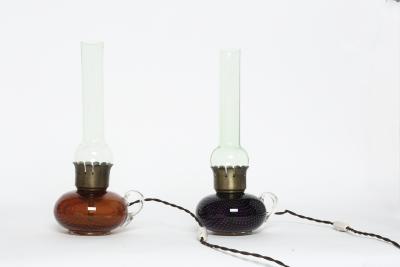 Seguso Vetri d Arte Murano glass table lamps by Archimede Seguso a pair