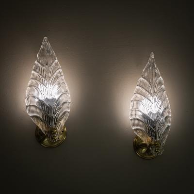 Seguso Vetri d Arte Pair of Wall Lamps Attributed to Seguso Vetri d Arte Italy 1940s