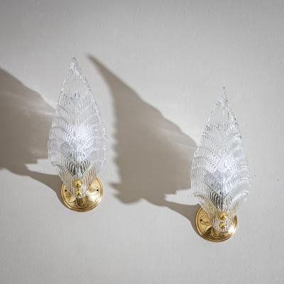 Seguso Vetri d Arte Pair of Wall Lamps Attributed to Seguso Vetri d Arte Italy 1940s