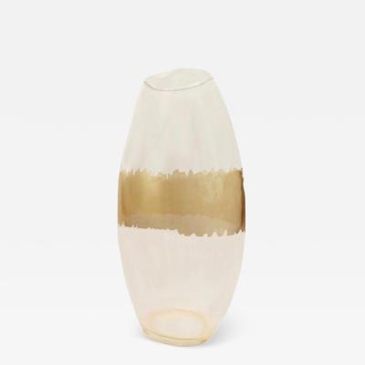 Seguso Vetri d Arte Seguso Elliptical Murano Glass Vase with Gold Leaf Band