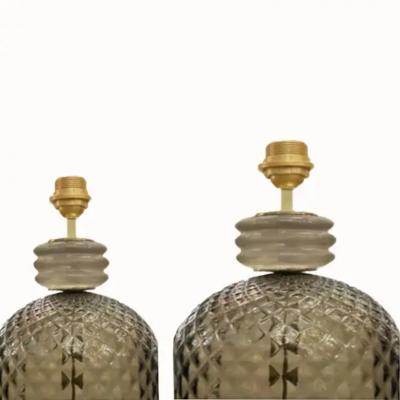 Seguso Vetri d Arte Seguso Inspired Murano Rigadin Glass Table Lamps 