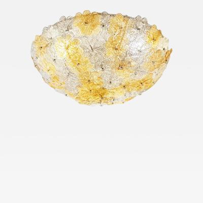Seguso Vetri d Arte Seguso Murano Glass Flower Flush Mount Light Fixture 1960s