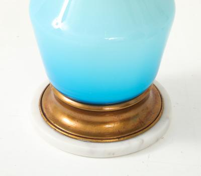 Seguso Vetri d Arte Seguso Sky Blue White Murano Glass Lamps