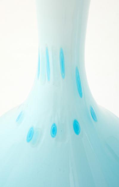 Seguso Vetri d Arte Seguso Sky Blue White Murano Glass Lamps