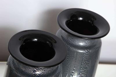 Seguso Vetri d Arte Seguso Vetri DArte Siver Leaf Black Blue Glass Vases