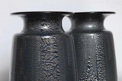 Seguso Vetri d Arte Seguso Vetri DArte Siver Leaf Black Blue Glass Vases