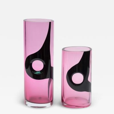 Seguso Vetri d Arte Two Italian Modern Art Glass Vases Seguso