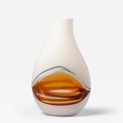 Seguso Vetri d Arte White glass vase by Seguso AV Murano Italy 1974 ca 